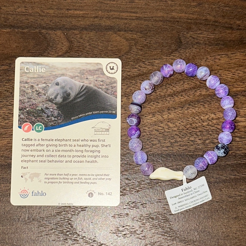 Fahlo Purple Beaded Bracelet with Seal Charm